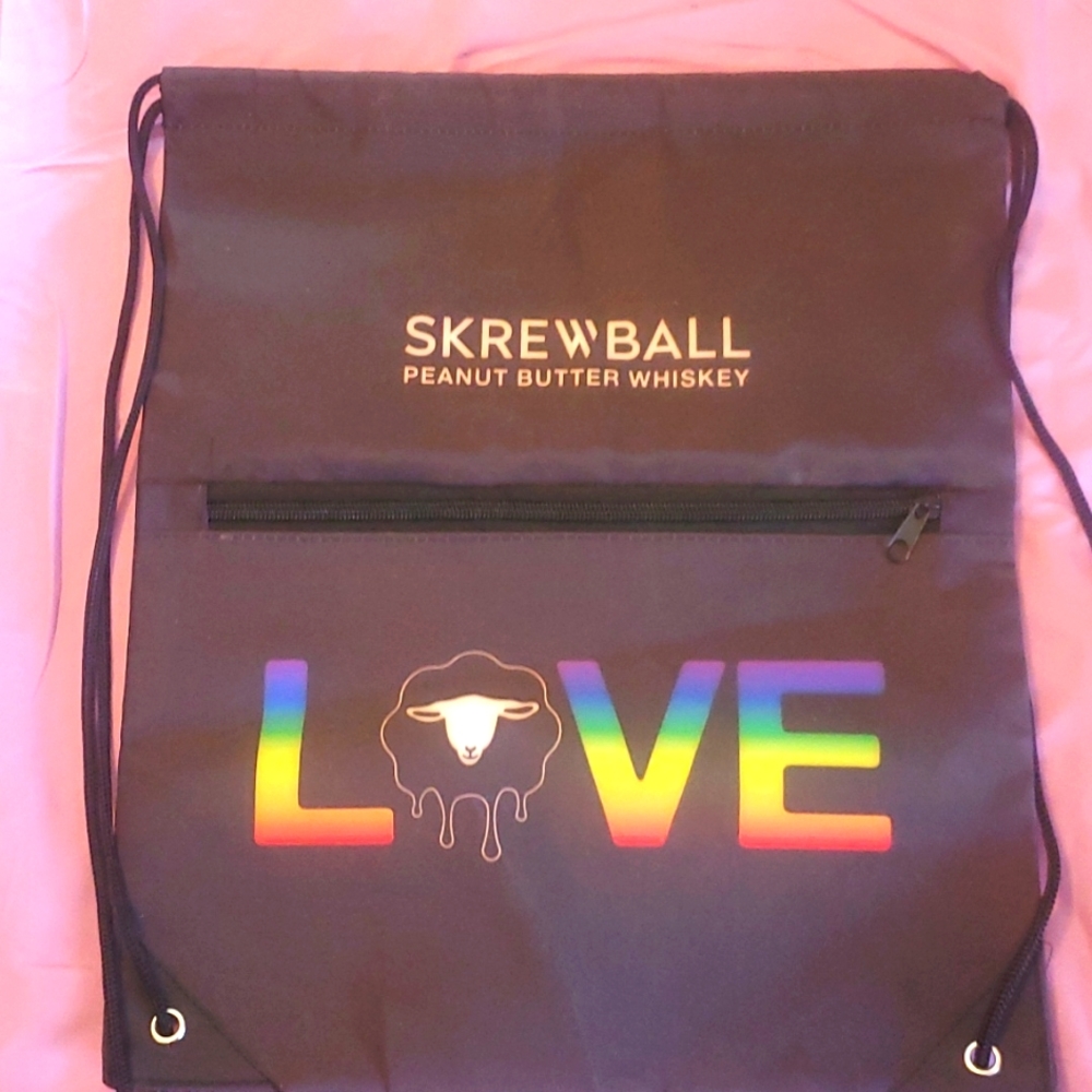 Screwball Peanut Butter Whiskey Pride LOVE Promotional Black Back Bag